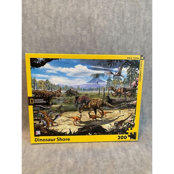 Dinosaur Shore Jigsaw Puzzle 200 Pieces National Geographic New York Puzzle Co. - Picture 3 of 5